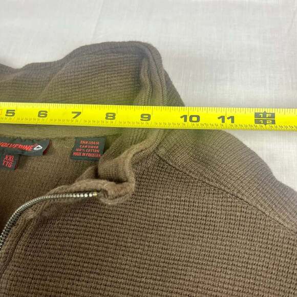 Wolverine  1/4 Zip Mens 2XL Waffle Knit Outdoor Workwear Gorpcore Brown - Picture 2 of 11